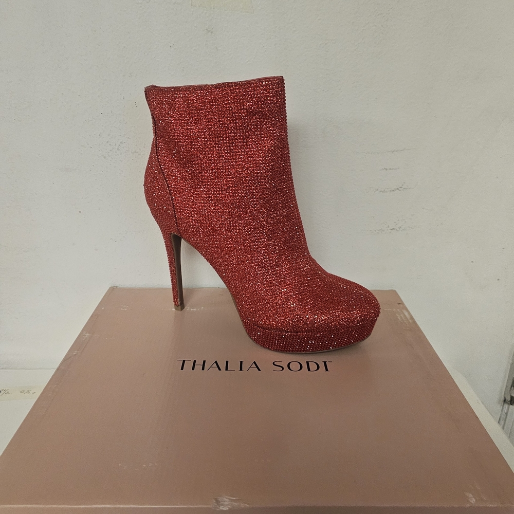 Thalia Sodi Sparkling Red Ankle Boots